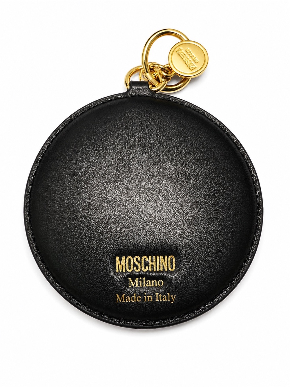 Moschino Heart Accent Round Leather Keychain - Black and Red - Picture 2 of 3